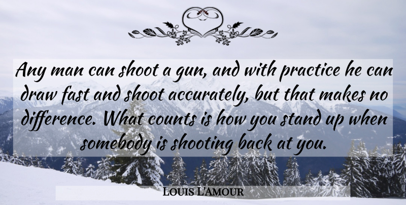 Louis L'Amour Quote About Men, Gun, Practice: Any Man Can Shoot A...