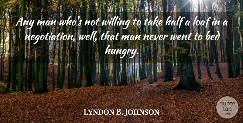 Lyndon B. Johnson Quote About Men, Entrepreneur, Half: Any Man Whos Not Willing...