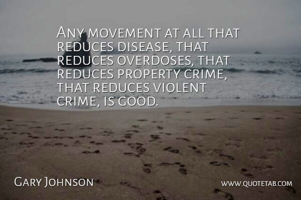 Gary Johnson Quote About Good, Property, Violent: Any Movement At All That...