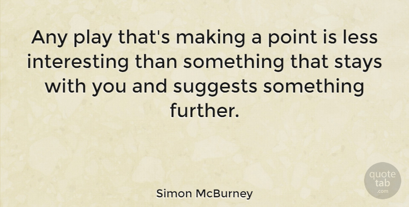 Simon McBurney Quote About Stays: Any Play Thats Making A...