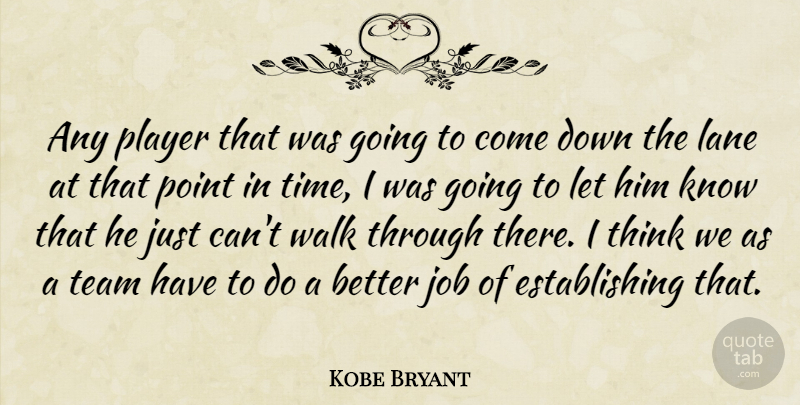 Kobe Bryant Quote About Job, Lane, Player, Point, Team: Any Player That Was Going...