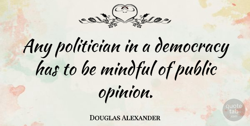 Douglas Alexander Quote About Politician, Public: Any Politician In A Democracy...