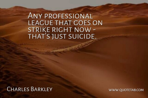 Charles Barkley Quote About Suicide, League, Goes On: Any Professional League That Goes...