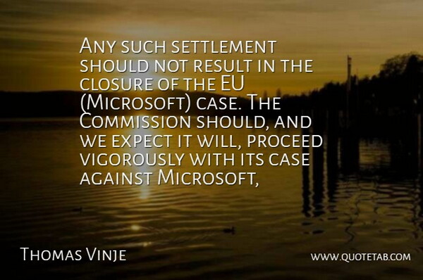 Thomas Vinje Quote About Against, Case, Closure, Commission, Eu: Any Such Settlement Should Not...