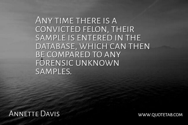 Annette Davis Quote About Compared, Convicted, Entered, Forensic, Sample: Any Time There Is A...