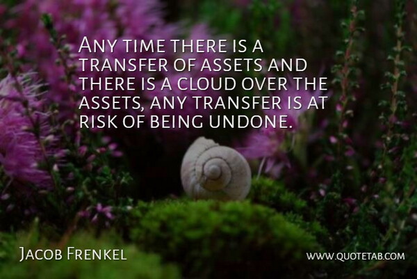 Jacob Frenkel Quote About Assets, Cloud, Risk, Time, Transfer: Any Time There Is A...