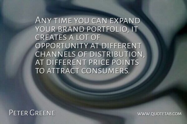 Peter Greene Quote About Attract, Brand, Channels, Creates, Expand: Any Time You Can Expand...