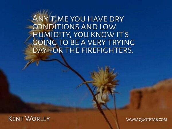 Kent Worley Quote About Conditions, Dry, Low, Time, Trying: Any Time You Have Dry...