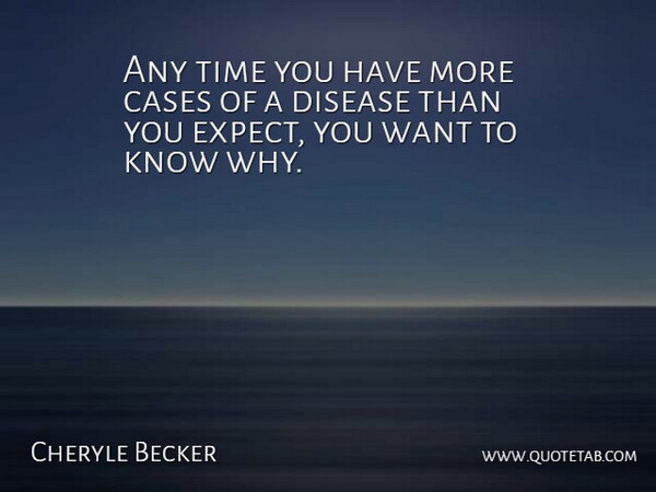 Cheryle Becker Quote About Cases, Disease, Time: Any Time You Have More...