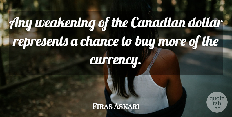 Firas Askari Quote About Buy, Canadian, Chance, Dollar, Represents: Any Weakening Of The Canadian...