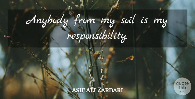 Asif Ali Zardari Quote About Responsibility, Soil: Anybody From My Soil Is...