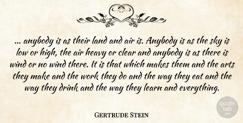 Gertrude Stein Quote About Art, Air, Wind: Anybody Is As Their Land...