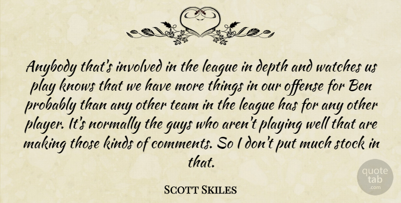 Scott Skiles Quote About Anybody, Ben, Depth, Guys, Involved: Anybody Thats Involved In The...