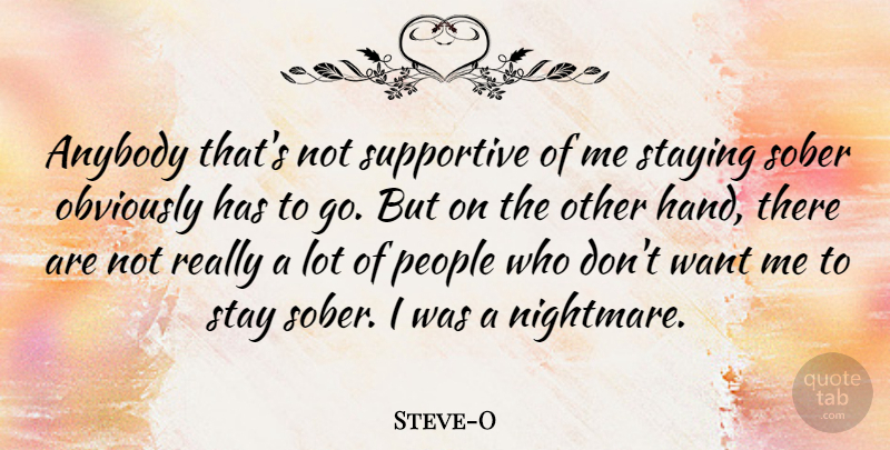 Steve-O Quote About Anybody, Obviously, People, Staying, Supportive: Anybody Thats Not Supportive Of...