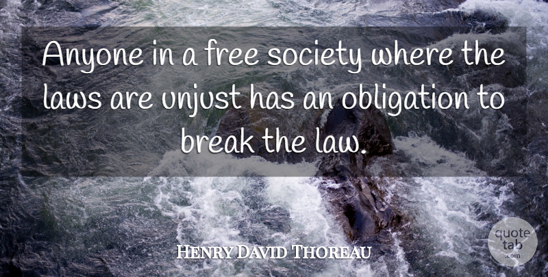 Henry David Thoreau Quote About Law, Liberty, Unjust: Anyone In A Free Society...