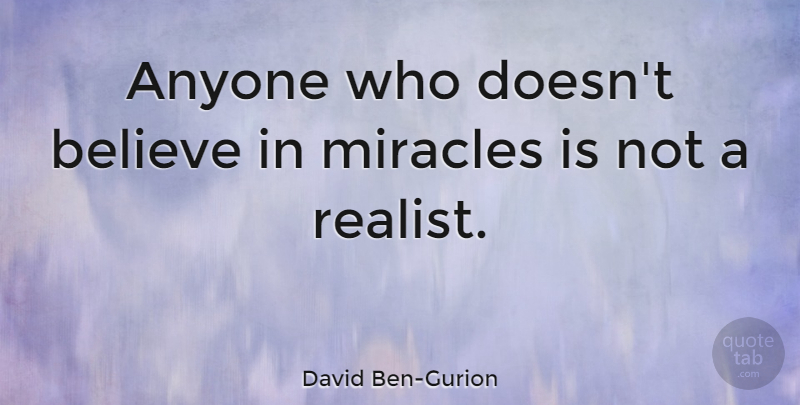 David Ben-Gurion Quote About Believe: Anyone Who Doesnt Believe In...