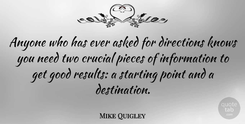 Mike Quigley Quote About Two, Pieces, Information: Anyone Who Has Ever Asked...