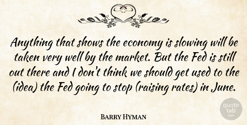 Barry Hyman Quote About Economy, Economy And Economics, Fed, Shows, Slowing: Anything That Shows The Economy...