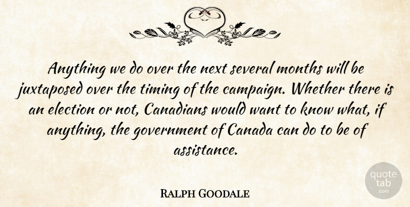 Ralph Goodale Quote About Canada, Canadians, Election, Government, Months: Anything We Do Over The...