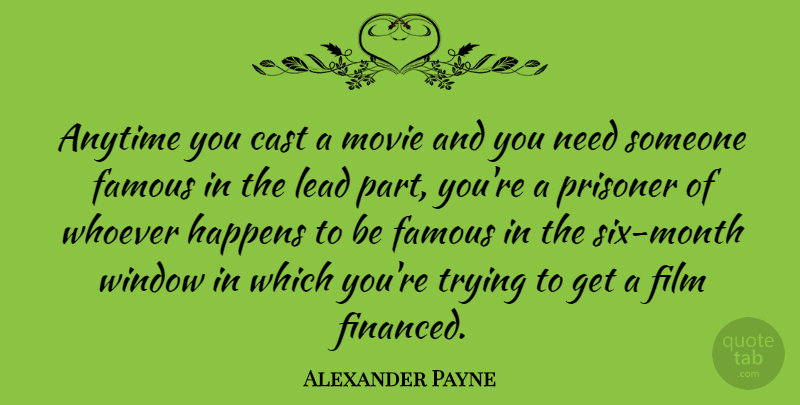 Alexander Payne Quote About Anytime, Cast, Famous, Lead, Prisoner: Anytime You Cast A Movie...