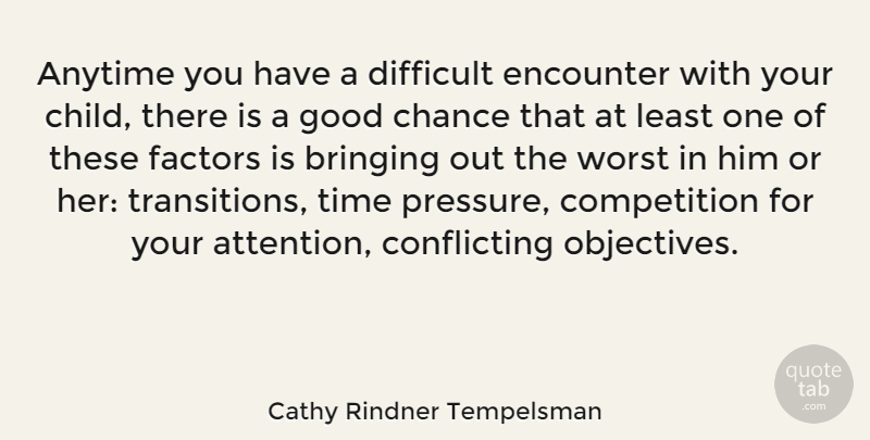 Cathy Rindner Tempelsman Quote About Anytime, Bringing, Chance, Competition, Difficult: Anytime You Have A Difficult...
