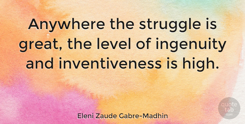 Eleni Zaude Gabre-Madhin Quote About Struggle, Levels, Ingenuity: Anywhere The Struggle Is Great...