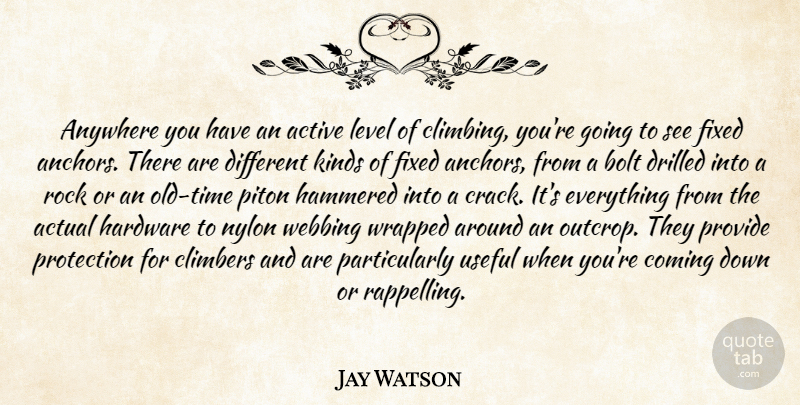 Jay Watson Quote About Active, Actual, Anywhere, Bolt, Coming: Anywhere You Have An Active...