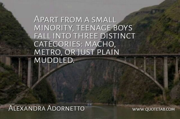 Alexandra Adornetto Quote About Apart, Boys, Distinct, Plain, Teenage: Apart From A Small Minority...