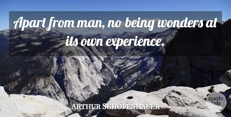 Arthur Schopenhauer Quote About Men, Wonder: Apart From Man No Being...