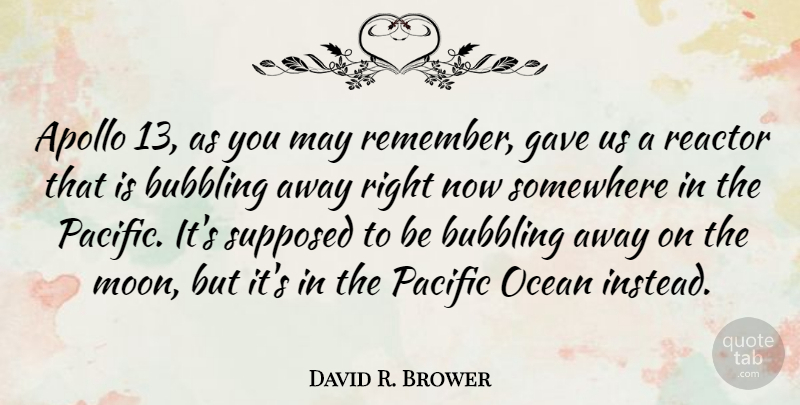 David R. Brower Quote About Ocean, Moon, May: Apollo 13 As You May...