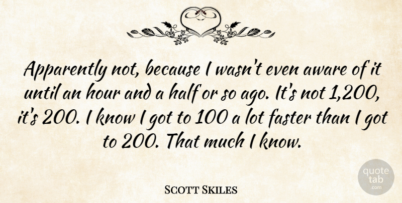 Scott Skiles Quote About Apparently, Aware, Faster, Half, Hour: Apparently Not Because I Wasnt...
