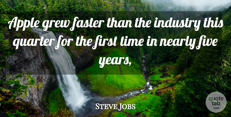 Steve Jobs Quote About Apple, Faster, Five, Grew, Industry: Apple Grew Faster Than The...