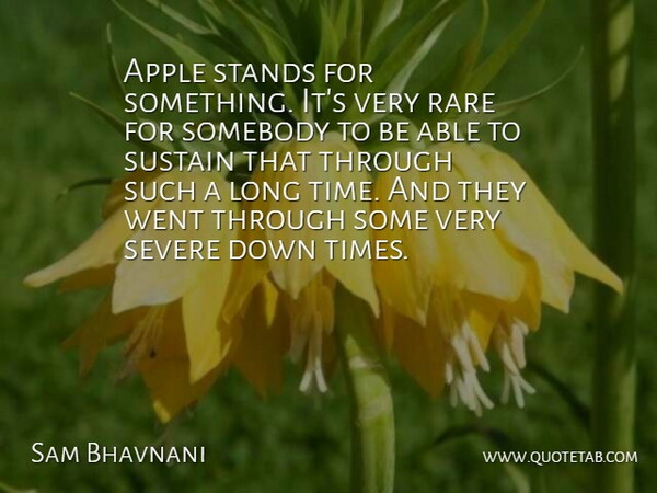 Sam Bhavnani Quote About Apple, Rare, Severe, Somebody, Stands: Apple Stands For Something Its...