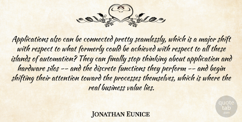Jonathan Eunice Quote About Achieved, Attention, Begin, Business, Connected: Applications Also Can Be Connected...
