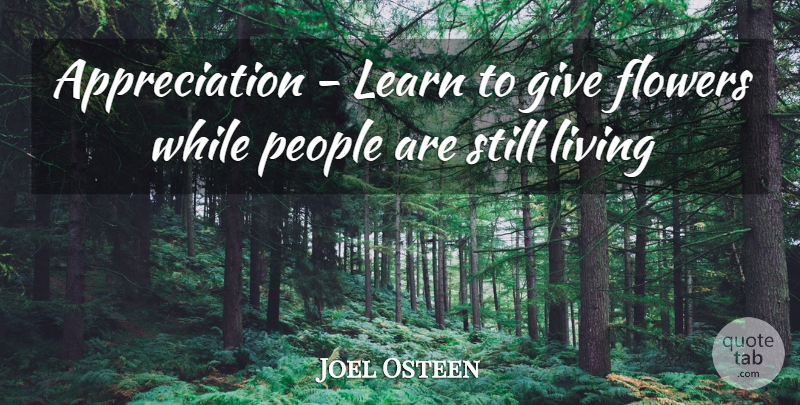 Joel Osteen Quote About Appreciation, Flower, Giving: Appreciation Learn To Give Flowers...