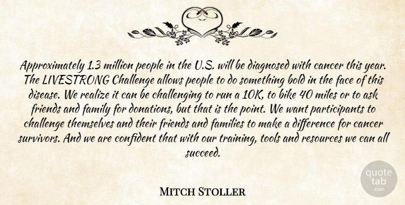 Mitch Stoller Quote About Ask, Bike, Bold, Cancer, Challenge: Approximately 1 3 Million People...