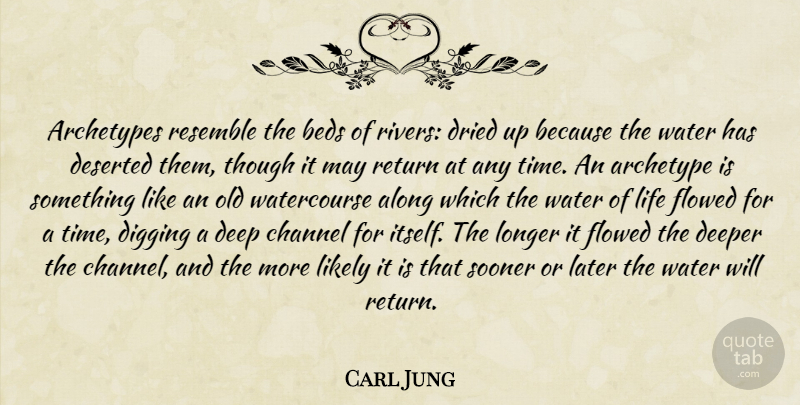Carl Jung Quote About Water Of Life, Rivers, May: Archetypes Resemble The Beds Of...