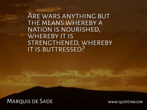 Marquis de Sade Quote About War, Mean, Literature: Are Wars Anything But The...