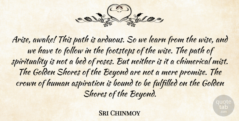 Sri Chinmoy Quote About Wise, Bed Of Roses, Promise: Arise Awake This Path Is...