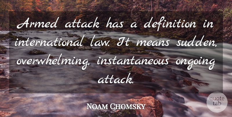 Noam Chomsky Quote About Mean, Law, Ongoing: Armed Attack Has A Definition...