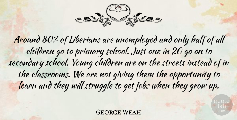 George Weah Quote About Jobs, Growing Up, Children: Around 80 Of Liberians Are...