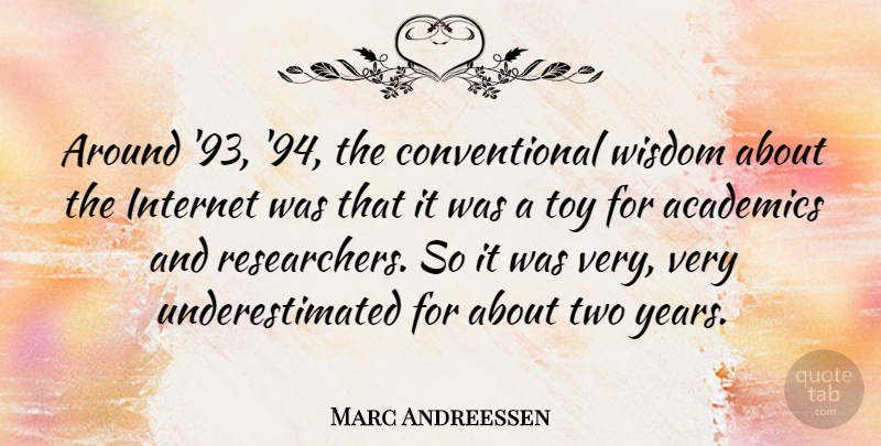 Marc Andreessen Quote About Years, Two, Toys: Around 93 94 The Conventional...