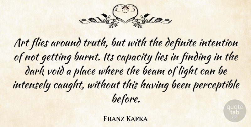Franz Kafka Quote About Art, Lying, Dark: Art Flies Around Truth But...
