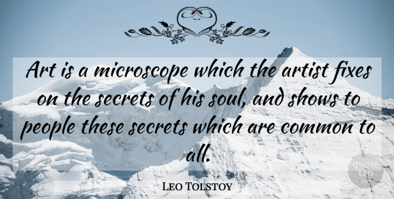 Leo Tolstoy Quote About Art, People, Soul: Art Is A Microscope Which...