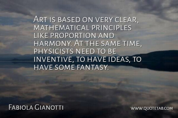 Fabiola Gianotti Quote About Art, Based, Physicists, Principles, Proportion: Art Is Based On Very...