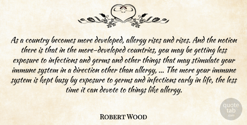 Robert Wood Quote About Allergy, Becomes, Busy, Country, Devote: As A Country Becomes More...