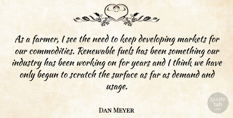 Dan Meyer Quote About Begun, Demand, Developing, Far, Fuels: As A Farmer I See...