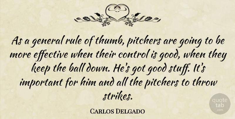Carlos Delgado Quote About Ball, Control, Effective, General, Good: As A General Rule Of...