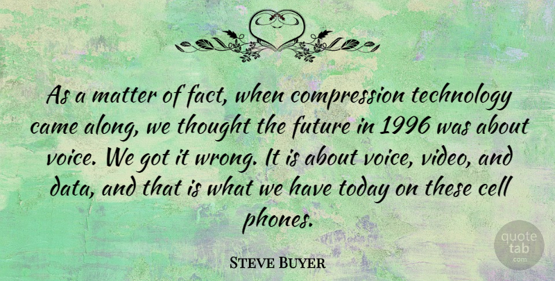 Steve Buyer Quote About Technology, Phones, Cells: As A Matter Of Fact...