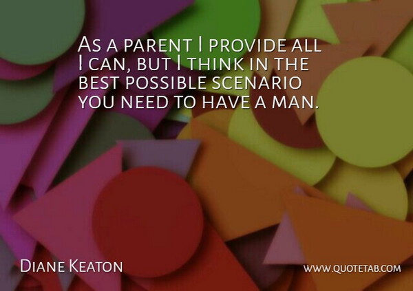 Diane Keaton Quote About Best, Provide, Scenario: As A Parent I Provide...
